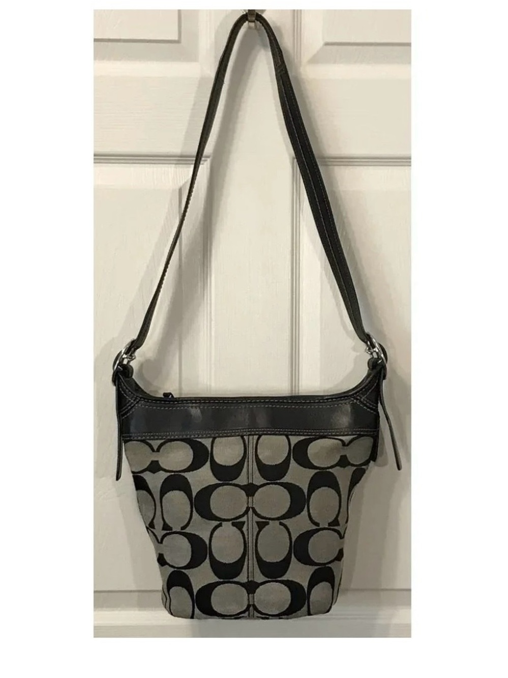 Coach Signature Bleeker Bucket Bag Crossbody Shoulder Bag F13358 Black/Gray